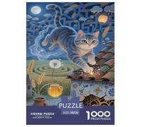 Puzzle Chartreux Cat 1000 Pieces Challenge Toy for Adults,Pastoral Night Scene Impossible Jigsaw Puzzles 1000 Piece Educational Game for Adults Or Families 38x26cm/1000pcs