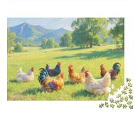 Puzzle Chickens 1000 Pieces Challenge Game for Adults,Idyllic Farm Impossible Jigsaw Puzzles 1000 Pieces Educational Game Home Decoration 1000pcs (75x50cm)