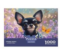 Puzzle Chihuahua Dog 1000 Pieces Challenge Toy for Adults,Flower - Filled Pastoral Impossible Jigsaw Puzzles 1000 Piece Educational Games Home Decoration 70x50cm/1000pcs