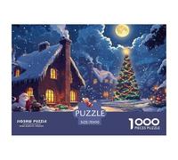 Puzzle Christmas Tree 1000 Piece Challenge Game for Adults,Snowy Town Impossible Jigsaw Puzzles 1000 Piece Educational Game Home Decoration 70x50cm/1000pcs