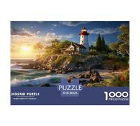 Puzzle Coastal Lighthouse 1000 Piece Challenge Toy for Adults,Seaside Sunset Impossible Jigsaw Puzzles 1000 Piece Educational Games Puzzle Gifts 38x26cm/1000pcs