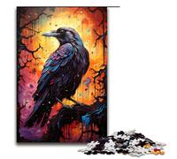 Puzzle Color Painting Crow 1000 Piece Jigsaw Wooden for Adults & Kids Age 12 Up Family Fun Puzzle 1000 PCS(75x50cm)