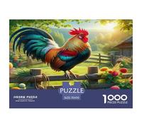 Puzzle Colorful Feather Rooster 1000 Piece Challenge Game for Adults, Morning Light Pastoral Impossible Jigsaw Puzzles 1000 Pieces Educational Games Puzzle Gifts 70x50cm/1000pcs