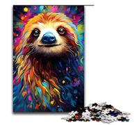 Puzzle Colorful Psychedelic Animal Sea Otter 1000 Piece Jigsaw Wooden for Adults & Kids Age 14 Up Family Fun Puzzle (size 75x50cm)