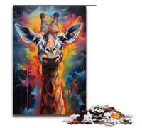 Puzzle Colorful Psychedelic Fantasy Giraffe 1000 Piece Jigsaw Wooden for Adults & Kids Age 12 Up Family Fun Puzzle 1000 PCS(75x50cm)