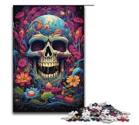Puzzle Colorful Psychedelic Fantasy Skull 1000 Piece Jigsaw Wooden for Adults & Kids Age 12 Up Family Fun Puzzle 1000 PCS(38x26cm)
