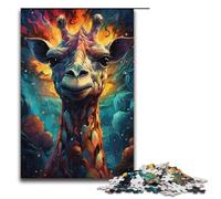 Puzzle Colorful Psychedelic Galaxy Giraffe 1000 Piece Jigsaw Wooden for Adults & Kids Age 12 Up Family Fun Puzzle 1000 PCS(38x26cm)