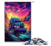 Puzzle Colorful Psychedelic Truck 1000 Piece Jigsaw Wooden for Adults & Kids Age 12 Up Family Fun Puzzle 1000 PCS(75x50cm)
