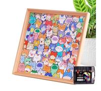 Puzzle - Colourful Animal Cat Design | Wooden Puzzle with Cats for Cafeteria Home Table Bookcase and Wardrobe