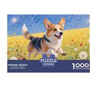 Puzzle Corgi 1000 Pieces Challenge Game for Adults,Pet in Idyllic Field Impossible Jigsaw Puzzles 1000 Pieces Educational Game Home Decoration 38x26cm/1000pcs