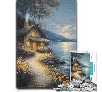 Puzzle Cozy Cottage by The Lake 1000pcs (70x50cm) for Adults | Enjoy a adult puzzle challenge around the table for a satisfying challenge.