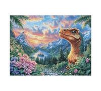 Puzzle Creativity with Dinosaur Mountain Forest Wildlife Wild Nature Prehistoric 500 Piece Adult Puzzle Fun Engaging And Perfect for Home Leisure 500 PCS（52×38cm）
