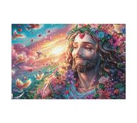 Puzzle Creativity with Jesus Floral Crown Religious Faith Spiritual 1000 Piece Adult Puzzle Fun Engaging And Perfect for Home Leisure 1000 PCS（75x50cm）