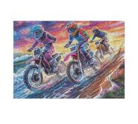 Puzzle Creativity with Motocross Rider Group Mountain Adventure Wild 300 Piece Adult Puzzle Fun Engaging And Perfect for Home Leisure 300 PCS（40x28cm）