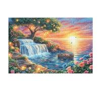 Puzzle Creativity with Waterfall Sunset Forest Wild Nature Rural Countryside 1000 Piece Adult Puzzle Fun Engaging And Perfect for Home Leisure 1000 PCS（75x50cm）