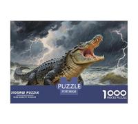 Puzzle Crocodile 1000 Pieces Challenge Game for Adults,Thunderstorm River Impossible Jigsaw Puzzles 1000 Piece Educational Games Home Decoration 38x26cm/1000pcs