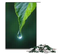Puzzle Crystal Clear Water Drops Falling from The Leaf Tip 1000 Piece Jigsaw Wooden for Adults & Kids Age 12 Up Family Fun Puzzle 1000 PCS(38x26cm)
