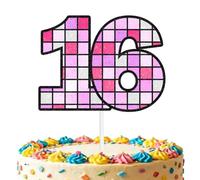 Puzzle Cube 4th Birthday Cake Topper - Girly Smart Grid Theme Party Decorations, Pastel Logic Block Number 4 Cake Sign for Kids (16th)