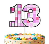 Puzzle Cube 4th Birthday Cake Topper - Girly Smart Grid Theme Party Decorations, Pastel Logic Block Number 4 Cake Sign for Kids (13th)