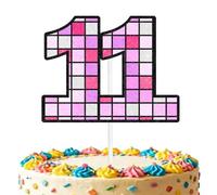 Puzzle Cube 4th Birthday Cake Topper - Girly Smart Grid Theme Party Decorations, Pastel Logic Block Number 4 Cake Sign for Kids (11th)