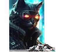 Puzzle Cyberpunk Human Cat 500 Piece Jigsaw Puzzle for Adults And Wooden Jigsaw Puzzles Suitable for Adults And Teens 18+ Gift For Birthdays 500pcs (52x38cm)