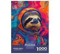 Puzzle De 1000 Pièces Pour Adolescents Astronaut Sloth Space Puzzle Adulte Jouets Anti-stress Cadeaux Pour Femmes Cadeaux Uniques Pour Anniversaire Et Noël 70x50cm/1000pcs