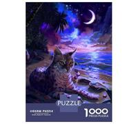 Puzzle De 1000 Pièces Pour Adolescents Cat on A Tropical Beach Puzzle Adulte Jeu Manuel D'assemblage De Motifs Idéal Comme Cadeau 70x50cm/1000pcs