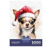 Puzzle De 1000 Pièces Pour Adolescents Chihuahua Santa Hat Xmas Puzzles Pour Adultes - Jeu Manuel - Décoration Intérieure - Cadeaux Uniques Pour Anniversaire Et Noël 70x50cm/1000pcs