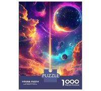 Puzzle De 1000 Pièces Pour Adolescents Cosmic Beam Neon Space Planets Clouds Nature Puzzle Pour Adultes Jeux Relaxants Assemblage De Motifs Cadeaux D'anniversaire Et Cadeaux Uniques 52x38cm/1000pcs