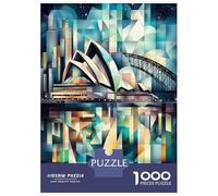 Puzzle De 1000 Pièces Pour Adolescents Cubist Sydney Skyline with Opera House And Harbour Bridge Puzzle Adulte Jouets Anti-stress Cadeaux Pour Femmes Cadeaux Uniques Pour Anniversaire Et Noël 38x26cm/