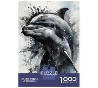 Puzzle De 1000 Pièces Pour Adolescents Dolphin Beauty Black Ink Puzzle Pour Adultes Jeux Relaxants Assemblage De Motifs Cadeaux D'anniversaire Et Cadeaux Uniques 52x38cm/1000pcs