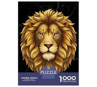 Puzzle De 1000 Pièces Pour Adolescents Golden Lion Head on Marble Background Puzzle Pour Adultes Jeu Familial Décoration Intérieure Cadeaux Uniques D'anniversaire Et De Noël 70x50cm/1000pcs
