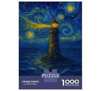 Puzzle De 1000 Pièces Pour Adolescents Lighthouse Under Starry Night Sky Puzzle Pour Adultes Jeux Relaxants Assemblage De Motifs Cadeaux D'anniversaire Et Cadeaux Uniques 52x38cm/1000pcs