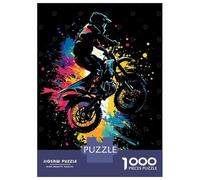 Puzzle De 1000 Pièces Pour Adolescents Motocross Rider Silhouette Puzzle Adulte Jeu Manuel D'assemblage De Motifs Idéal Comme Cadeau 52x38cm/1000pcs