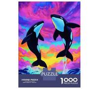 Puzzle De 1000 Pièces Pour Adolescents Orcas Leaping Colorful Ocean Puzzles Pour Adultes - Jeu Manuel - Décoration Intérieure - Cadeaux Uniques Pour Anniversaire Et Noël 52x38cm/1000pcs