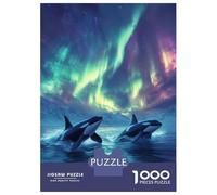 Puzzle De 1000 Pièces Pour Adolescents Orcas Under Aurora Borealis Puzzle Adulte Jouets Anti-stress Cadeaux Pour Femmes Cadeaux Uniques Pour Anniversaire Et Noël 52x38cm/1000pcs
