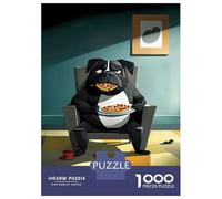Puzzle De 1000 Pièces Pour Adolescents Pug Eating Pizza Puzzle Adulte Jeu Manuel D'assemblage De Motifs Idéal Comme Cadeau 38x26cm/1000pcs