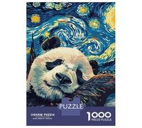 Puzzle De 1000 Pièces Pour Adolescents Sleeping Panda in Starry Night Style Puzzle Adulte Jeu Manuel D'assemblage De Motifs Idéal Comme Cadeau 52x38cm/1000pcs