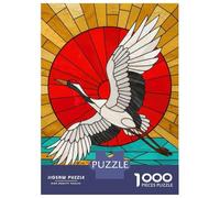 Puzzle De 1000 Pièces Pour Adolescents Stained Glass Crane Flying Over Water Puzzles Pour Adultes - Jeu Manuel - Décoration Intérieure - Cadeaux Uniques Pour Anniversaire Et Noël 70x50cm/1000pcs