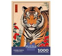 Puzzle De 1000 Pièces Pour Adolescents Tiger Japanese Art Puzzle Adulte Jeu Manuel D'assemblage De Motifs Idéal Comme Cadeau 52x38cm/1000pcs