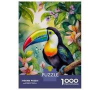 Puzzle De 1000 Pièces Pour Adolescents Toucan in Botanical Back Puzzle Adulte Jeu Manuel D'assemblage De Motifs Idéal Comme Cadeau 38x26cm/1000pcs