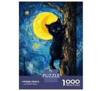 Puzzle De 1000 Pièces Pour Adultes Black Cat Climbing Tree, Starry Night Puzzles Pour Adolescents Jeu Manuel Défi Difficile Cadeau D'anniversaire, Cadeaux, 52x38cm/1000pcs