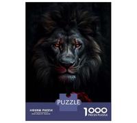 Puzzle De 1000 Pièces Pour Adultes Black Lion King And Rose Puzzle Adulte, Jeu De Réflexion, Défi Difficile À Terminer 52x38cm/1000pcs