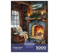 Puzzle De 1000 Pièces Pour Adultes Cozy Cabin Interior with Fireplace Puzzle Pour Adultes Jeux De Détente Cadeau D'anniversaire Interaction Parent-enfant 38x26cm/1000pcs