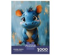 Puzzle De 1000 Pièces Pour Adultes Cute Blue Rhinoceros Puzzles Pour Adolescents Jeu Manuel Défi Difficile Cadeau D'anniversaire, Cadeaux, 70x50cm/1000pcs
