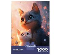 Puzzle De 1000 Pièces Pour Adultes Cute Cat Family Puzzles Pour Adultes - Décoration Murale - Stimule La Mémoire - Cadeaux Uniques Pour Anniversaires Et Noël 38x26cm/1000pcs