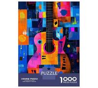 Puzzle De 1000 Pièces Pour Adultes Expressionist Geometry Guitar - Vibrant Abstract Music Art Puzzle Pour Adultes Jeux De Détente Cadeau D'anniversaire Interaction Parent-enfant 70x50cm/1000pcs