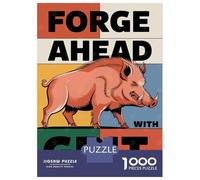 Puzzle De 1000 Pièces Pour Adultes Forge Ahead With Grit Wild Boar Illustration Puzzle Pour Adultes Jeux Relaxants Améliorent La Mémoire Jeu Stimulant Cadeaux 52x38cm/1000pcs