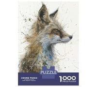 Puzzle De 1000 Pièces Pour Adultes Fox Splatter Portrait Puzzle Adulte, Jeu De Réflexion, Défi Difficile À Terminer 52x38cm/1000pcs