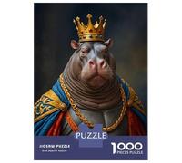 Puzzle De 1000 Pièces Pour Adultes Hippopotamus King Puzzle Adulte, Jeu De Réflexion, Défi Difficile À Terminer 38x26cm/1000pcs